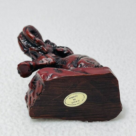 Crafted African Elephant Figurine Trunk Up Red Stone Rock Marble Safari Wildlife - Picture 6 of 9